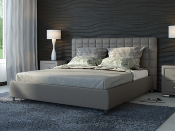 Кровать спальная Corso-3 200x200, Экокожа (Серый) в Каменске-Уральском