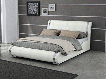 Кровать двуспальная Corso-8 160x200, Экокожа (Кайман белый) в Кушве