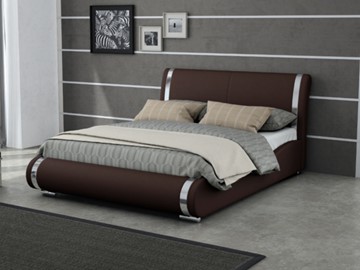 Кровать двуспальная Corso-8 200x200, Экокожа (Коричневый) в Кушве