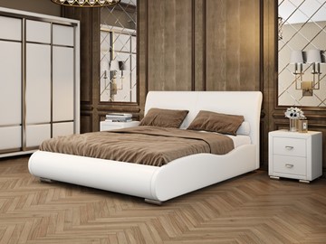 Кровать 2-спальная Corso-8 Lite 160х200, Экокожа (Белый) в Артемовском