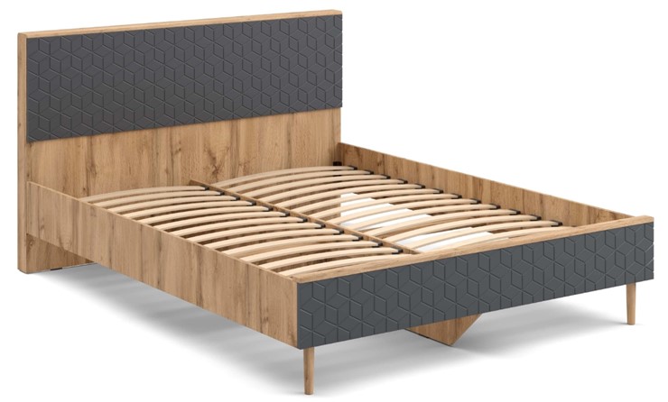 Кровать спальная Денвер, 1400 с основанием (Дуб Вотан/Графит) в Асбесте - изображение 1