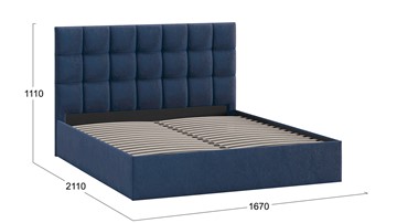 Кровать двуспальная Эмбер тип 1 (Микровелюр Wellmart Blue) в Первоуральске - предосмотр 2