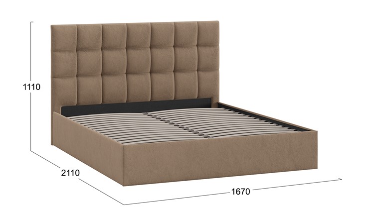 Двуспальная кровать Эмбер тип 1 (Микровелюр Wellmart Latte) в Первоуральске - изображение 2