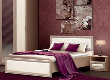 Двуспальная кровать Камелия, 1600, шимо светлый/белый кожзам в Краснотурьинске