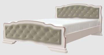 Кровать двуспальная Карина-10 (Дуб Молочный, светлая обивка) 160х200 в Кушве