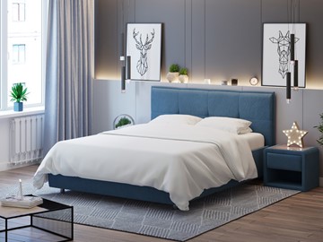 Спальная кровать Lino 180х200, Велюр (Monopoly Прованский синий (792)) в Первоуральске