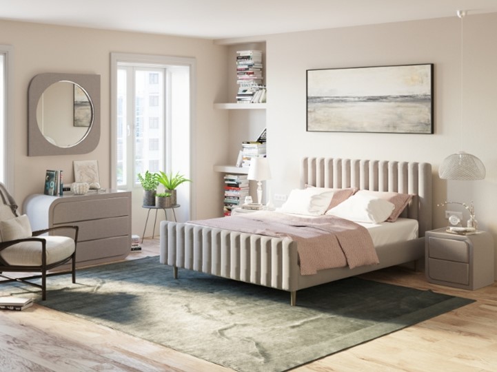 Спальная кровать Madison 200x200, Велюр (Casa Благородный серый) в Богдановиче - изображение 1