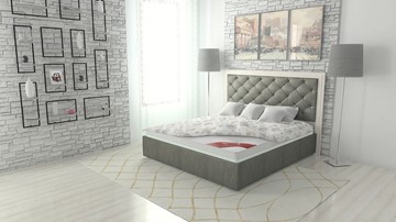 Кровать в спальню Манхэттен 160х200 (с основанием), высота спинки - 140 см в Екатеринбурге - предосмотр 1