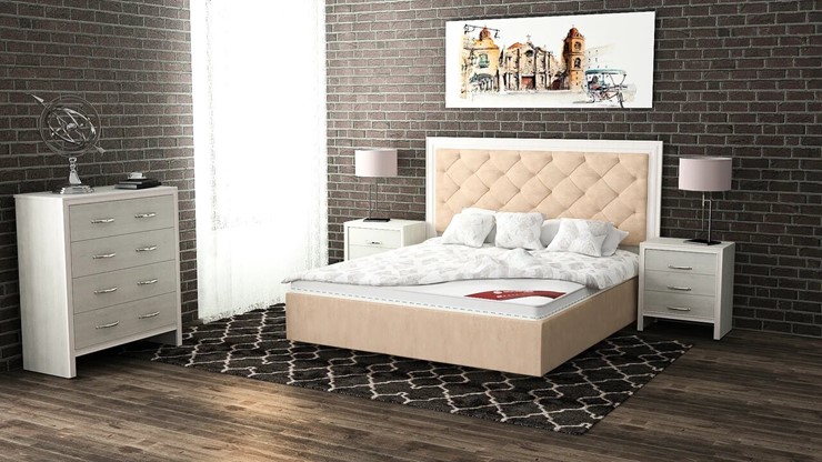 Кровать в спальню Манхэттен 160х200 (с основанием), высота спинки - 140 см в Екатеринбурге - изображение 5