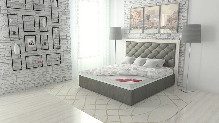 Кровать в спальню Манхэттен 160х200 (с основанием), высота спинки - 140 см в Екатеринбурге - изображение 1