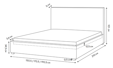 Кровать двуспальная Mono 140х200, Велюр (Monopoly Миндаль (111)) в Красноуфимске - предосмотр 1