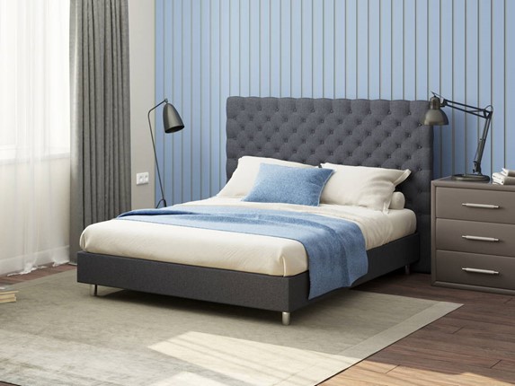 Двуспальная кровать Paris Boxspring Standart 200х200, Рогожка (Savana Grey (серый)) в Кушве - изображение