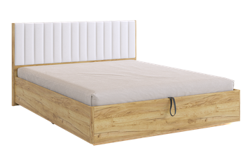 Спальная кровать с подъемным механизмом Адам, дуб крафт золотой/белоснежный (экокожа) в Екатеринбурге