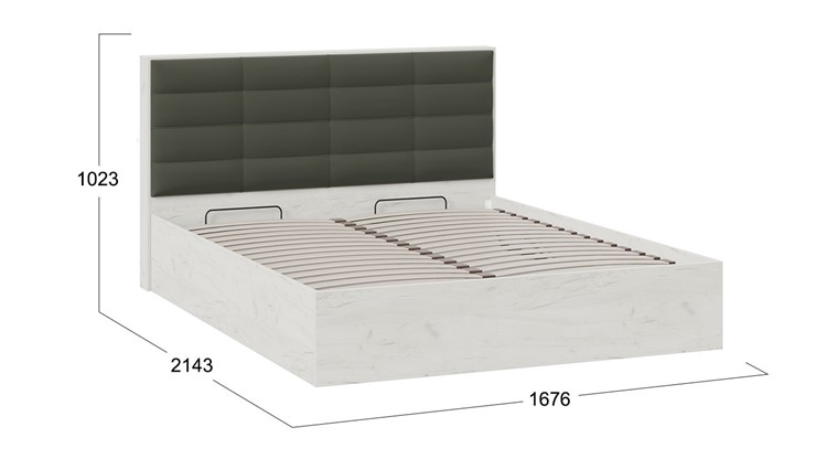 Кровать с подъемным механизмом Агата тип 1 (Дуб крафт белый, Велюр Серый) в Екатеринбурге - изображение 4