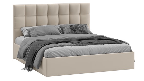 2-спальная кровать с подъемным механизмом Эмбер (Велюр Confetti Cream) в Первоуральске - изображение