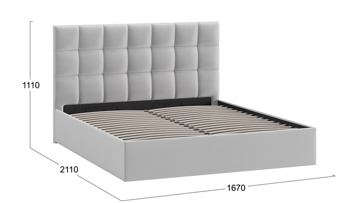 Кровать двуспальная с подъемным механизмом Эмбер (Велюр Confetti Silver) в Каменске-Уральском - изображение 3