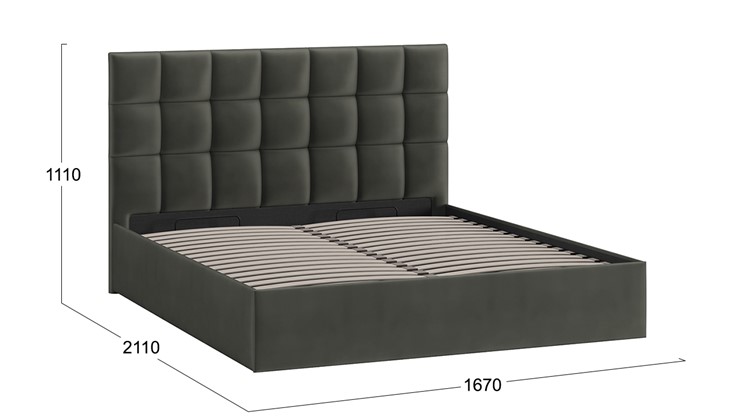 2-спальная кровать с подъемным механизмом Эмбер (Велюр Confetti Stone) в Ревде - изображение 3