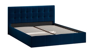 Спальная кровать с подъемным механизмом Эмма с заглушиной (Велюр Confetti Blue) в Екатеринбурге - предосмотр