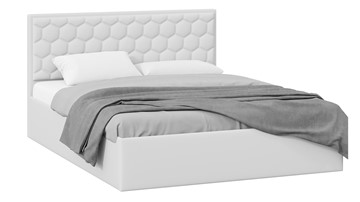 Кровать двуспальная с подъемным механизмом Порто (Экокожа белая Polo) с заглушиной в Ревде - предосмотр
