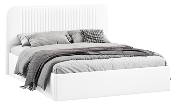 Спальная кровать с подъемным механизмом с заглушиной Тиффани тип 1 (Экокожа белая Polo) в Кушве