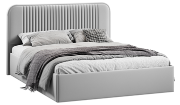 Двуспальная кровать с подъемным механизмом с заглушиной Тиффани тип 1 (Микровелюр Confetti Silver) в Кушве