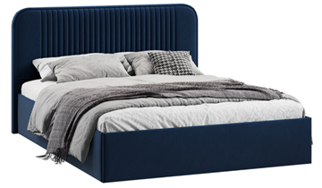 Кровать в спальню с подъемным механизмом с заглушиной Тиффани тип 1 (Микровелюр Wellmart Blue) в Ревде
