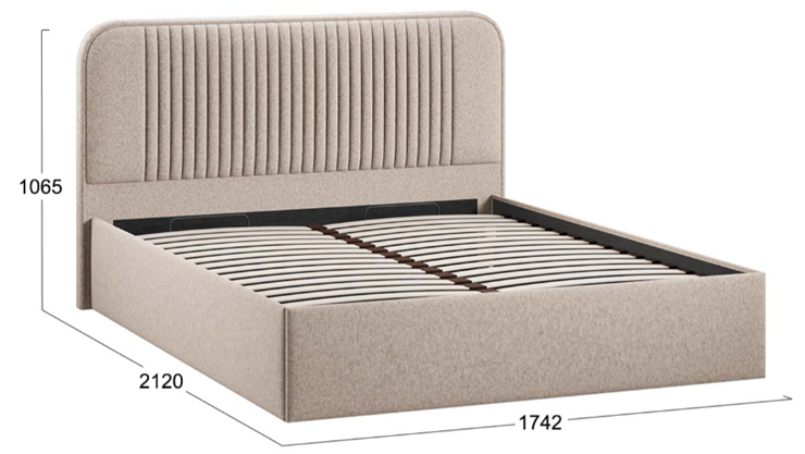 Спальная кровать с подъемным механизмом с заглушиной Тиффани тип 1 (Микровелюр Jercy Cream) в Кушве - изображение 3