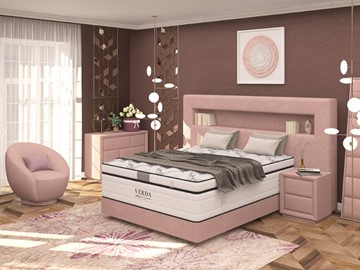 Двуспальная кровать Smart/Podium M 160х200, Флок (Велсофт Винтажный розовый) в Богдановиче