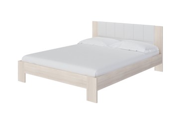 Кровать 2-спальная Soft 1, 160х200, ЛДСП Дуб Шамони+экокожа (Дуб Шамони с белым) в Первоуральске