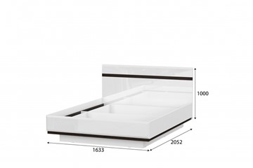 Двуспальная кровать Соло универсальная 1,6х2,0, белый/белый глянец/венге в Ревде - предосмотр 1