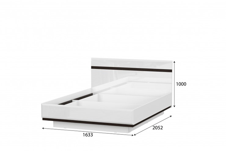 Двуспальная кровать Соло универсальная 1,6х2,0, белый/белый глянец/венге в Каменске-Уральском - изображение 1
