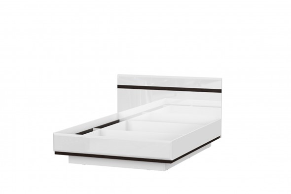 Двуспальная кровать Соло универсальная 1,6х2,0, белый/белый глянец/венге в Ревде - изображение