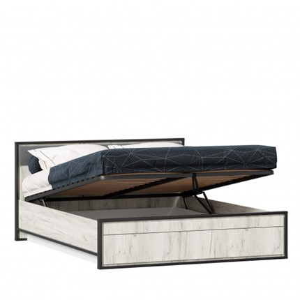 Кровать Техно 1600 ЛД 678.141.000.012 с подъемным механизмом, Дуб крафт белый/Серый шифер в Первоуральске - изображение