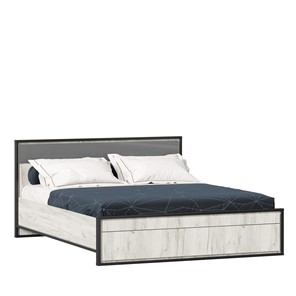 Двуспальная кровать Техно 1600 (С основанием) Дуб крафт белый/Серый шифер 678.140 в Ирбите
