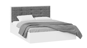 Кровать спальная с подъемным механизмом Тесса (Белый Жемчуг/Рогожка серая) в Сысерти