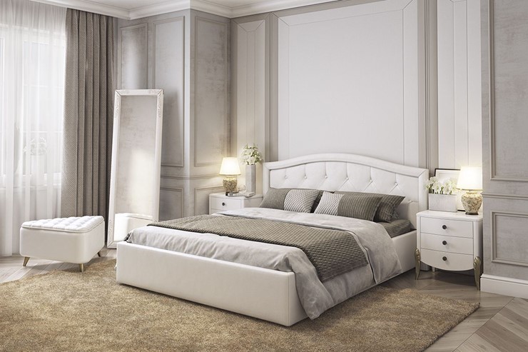 Двуспальная кровать Верона 1,6 белый (экокожа) в Екатеринбурге - изображение 3