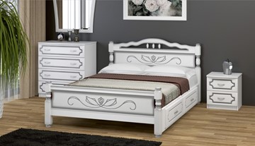 Кровать с выкатными ящиками Карина-5 (Белый Жемчуг) 140х200 в Ревде