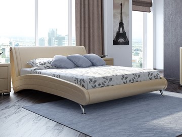 Спальная кровать Corso-2 180х200, Экокожа (Бежевый перламутр) в Екатеринбурге