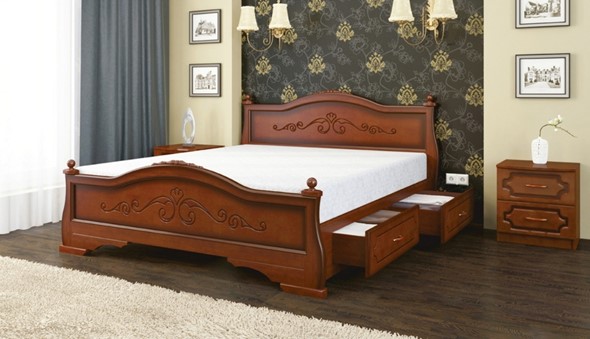Кровать с выкатными ящиками Карина-1 (Орех) 160х200 в Первоуральске - изображение