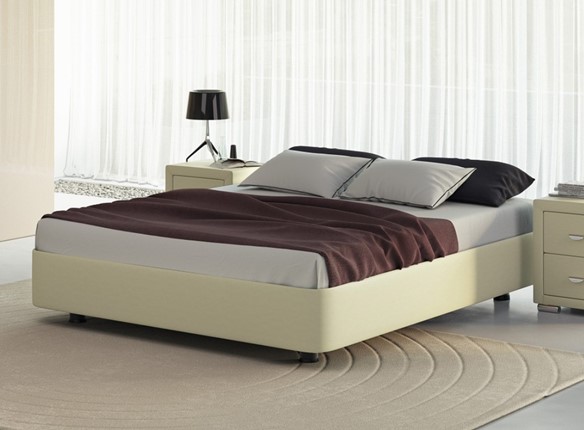 Двуспальная кровать Rocky Base 160x200, Экокожа (Кремовый) в Богдановиче - изображение