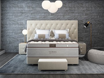 Кровать в спальню Luxe/Podium M 160х200, Флок (Велсофт Бежевый) в Ревде