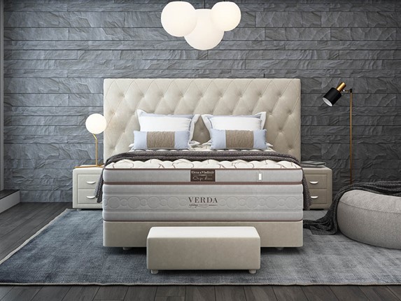 Кровать в спальню Luxe/Podium M 160х200, Флок (Велсофт Бежевый) в Екатеринбурге - изображение