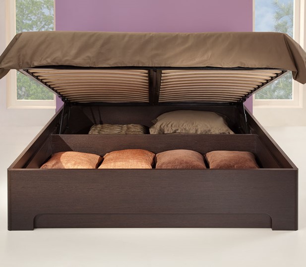Кровать с подъемным ортопедическим основанием Парма-1 1400,  венге / экокожа caiman темный в Первоуральске - изображение 2