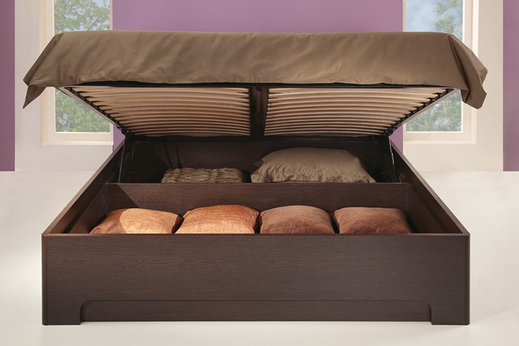 Кровать с подъемным ортопедическим основанием Парма-3 1400,  венге / экокожа caiman темный в Первоуральске - изображение 3