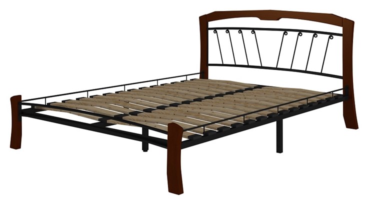 Кровать полуторная Муза 4 Лайт, 1400, черный/махагон в Красноуфимске - изображение 1