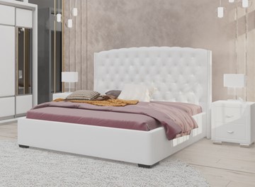 Кровать двуспальная Dario Slim 180x200, Экокожа (Белый) в Кушве