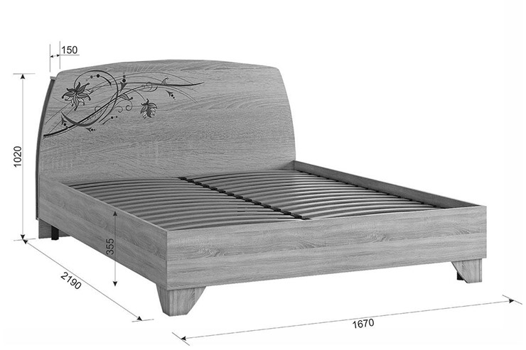 Кровать в спальню Виктория-1 1.6, Дуб сонома в Краснотурьинске - изображение 4