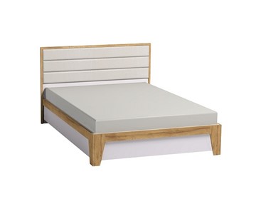 Двуспальная кровать Айрис 306 1800 с гибкими ламелями металл, Белый-Дуб золотистый в Каменске-Уральском