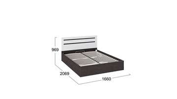 Кровать 2-спальная с подъемным механизмом Фьюжн ТД-260.01.04 (Белый глянец, Венге Линум) в Ревде - предосмотр 2