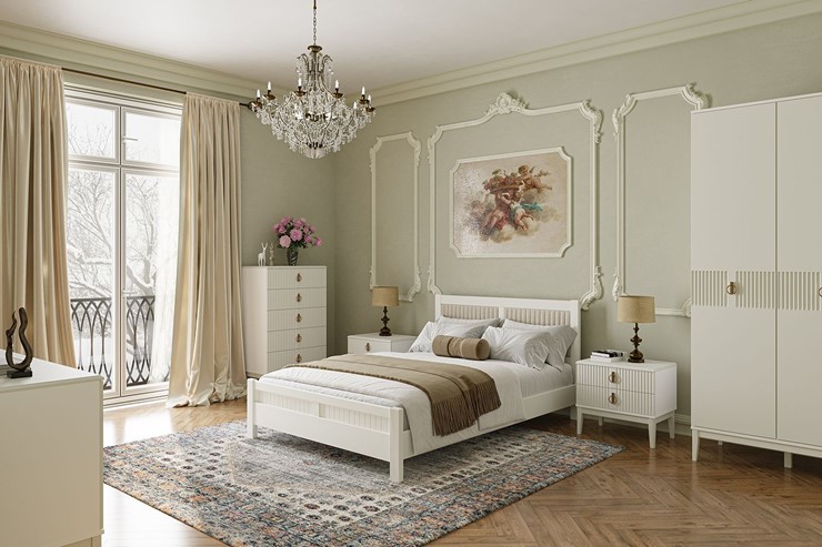 Кровать в спальню Фрида (белый античный) 160х200 в Первоуральске - изображение 2